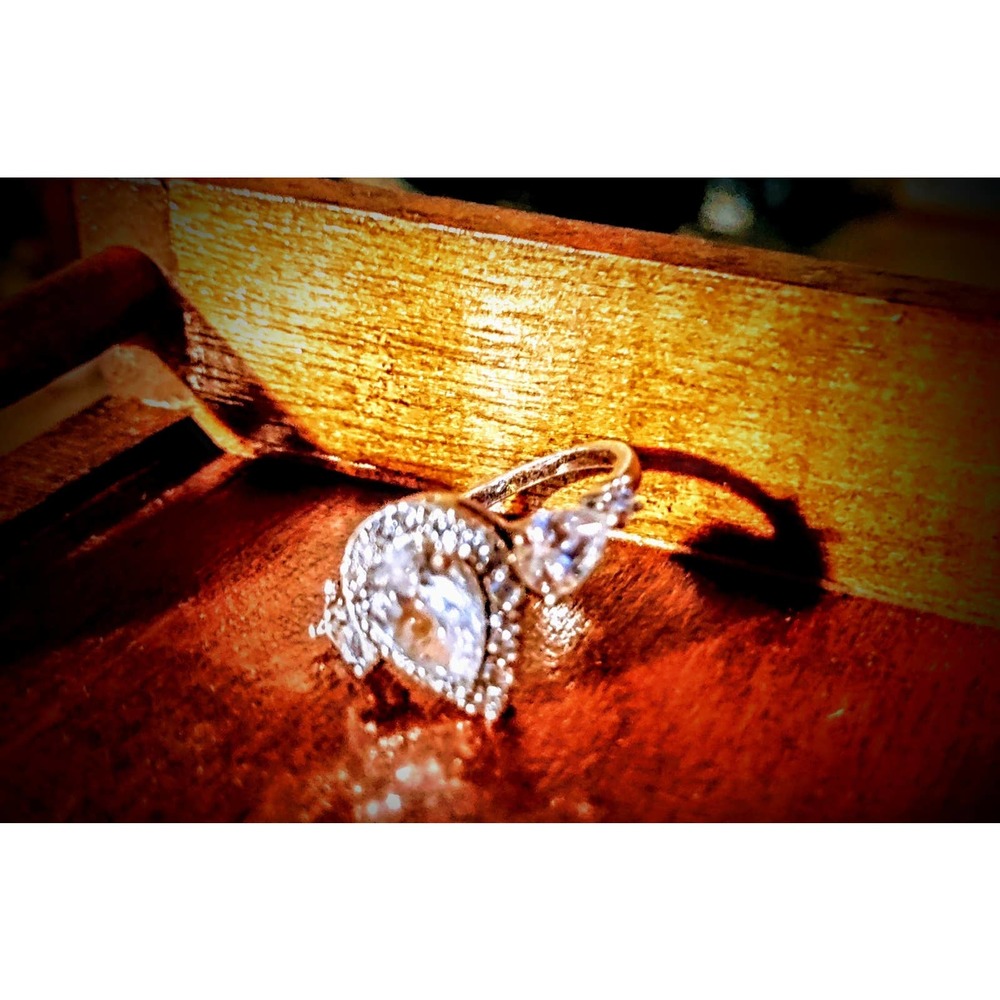 Size 9 Silver Toned Engagement Ring